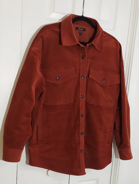 Madewell Shirt Jacket, Size Large, Corduroy, Cinnamon Brown, Buttons - Picture 5 of 14